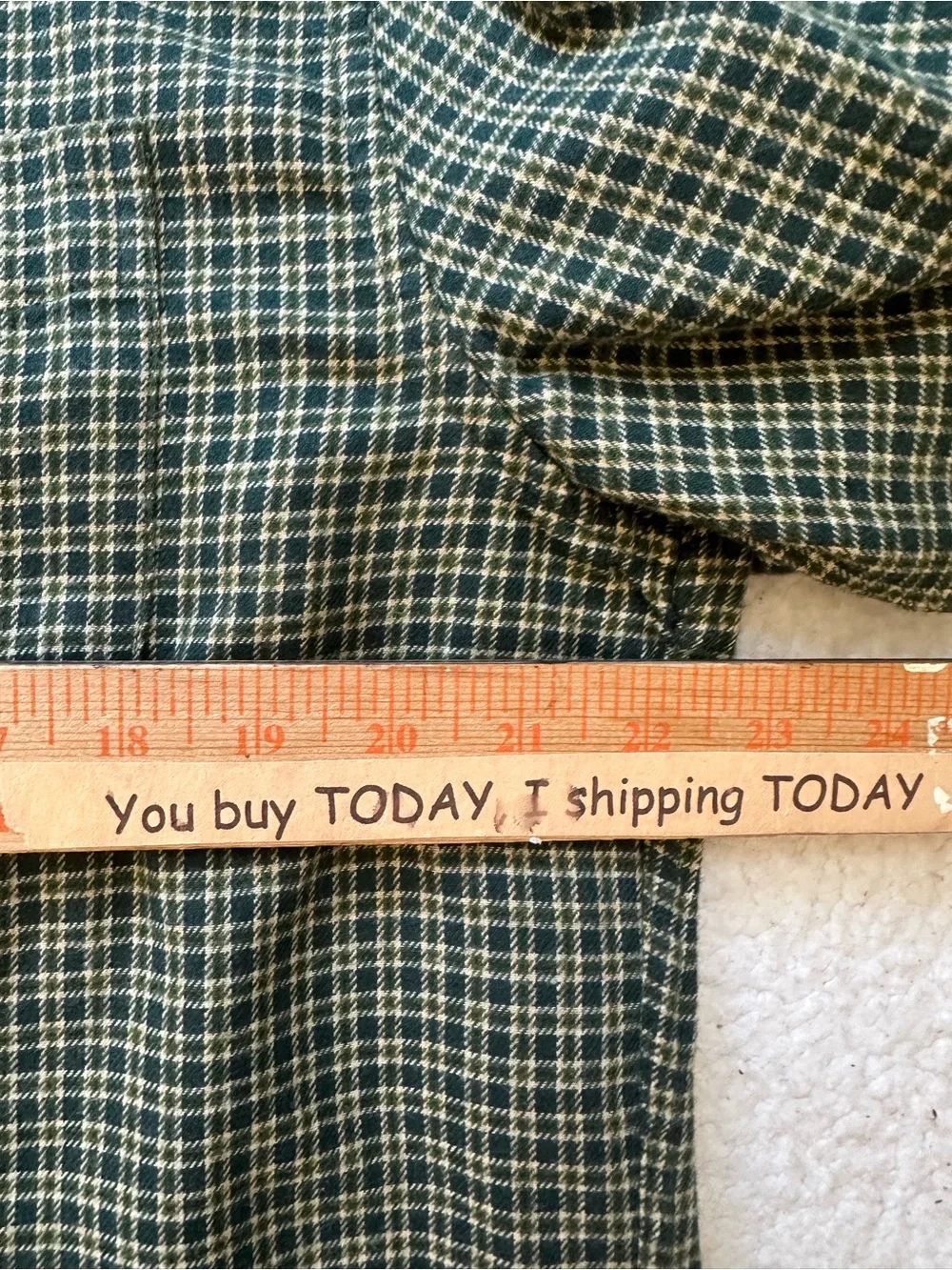 J. Crew Dark Green Plaid Brushed Twill Button-Down Shirt man’s L plaid